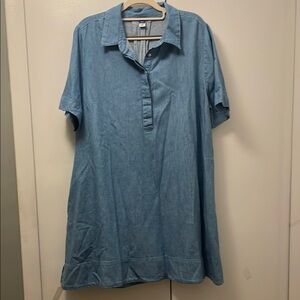 Old Navy Blue Polo Collar Casual Midi Dress